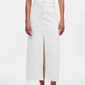 Madewell White Denim Midi Skirt
